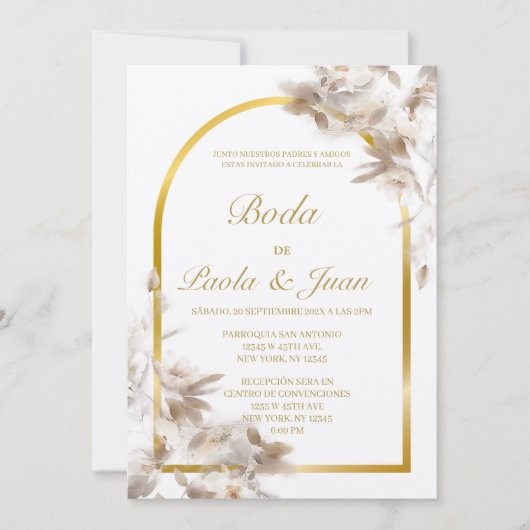 おしゃれなスペイン語の結婚式招待状 招待状 (正面)