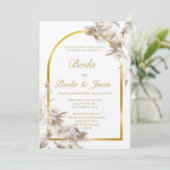 おしゃれなスペイン語の結婚式招待状 招待状 (スタンド正面)