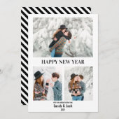 おしゃれなスモダンクリプト写真が新年を迎える シーズンカード (正面/裏面)