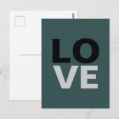 おしゃれなスレートグレイの背景でラブウェディング ポストカード (正面/裏面)