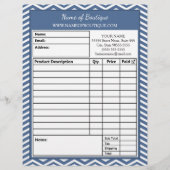 おしゃれなスレートブルーのシェブロン ビューティーサロン 注文フォーム レターヘッド (正面)