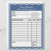 おしゃれなスレートブルーのシェブロン ビューティーサロン 注文フォーム レターヘッド (正面/裏面)