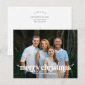 おしゃれなスワッシュ モダン クリスマス フォト カード ポストカード (正面/裏面)
