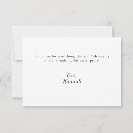 おしゃれなセージグリーンと白の花柄の感謝を伝えるカード サンキューカード (裏面)