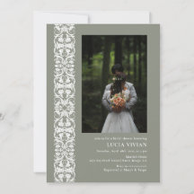 おしゃれなセージグリーンのミニマルフォト ブライダルシャワー