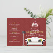 おしゃれなゼブラ柄の独身最後の夜 バチェロレッテ招待状（赤） 招待状 (スタンド正面)