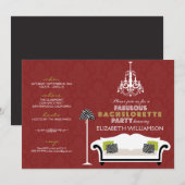 おしゃれなゼブラ柄の独身最後の夜 バチェロレッテ招待状（赤） 招待状 (正面/裏面)