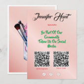 おしゃれなソーシャルメディアスタイルのQRコード 招待状 (正面/裏面)