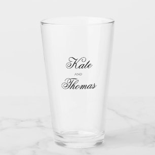 おしゃれなタイポグラフィの花嫁と花婿の名前 タンブラーグラス