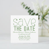 おしゃれなタイポグラフィーでSave the Dateを発表しよう - 緑 招待状 (スタンド正面)