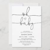 おしゃれなタイポグラフィーのユニセックスベビーシャワー 招待状 (正面)