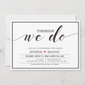 おしゃれなタイポグラフィーの結婚式リハーサルディナーカード 招待状 (正面)