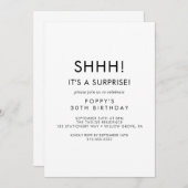 おしゃれなタイポグラフィーサプライズパーティー招待状 招待状 (正面/裏面)