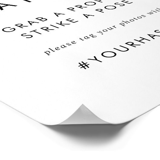 おしゃれなタイポグラフィーセルフィーステーション結婚式看板 ポスター (角)