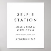 おしゃれなタイポグラフィーセルフィーステーション結婚式看板 ポスター (正面)