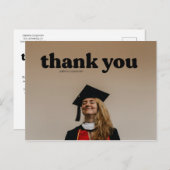 おしゃれなタイポグラフィー卒業感謝ブラック ポストカード (正面/裏面)