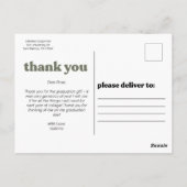 おしゃれなタイポグラフィー卒業感謝  ポストカード (裏面)