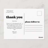 おしゃれなタイポグラフィー卒業感謝 ポストカード (裏面)