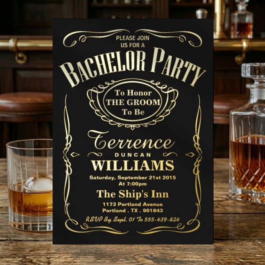 おしゃれなタイポグラフィー独身最後の宴会リアル 箔招待状