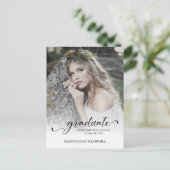 おしゃれなタイポグラフィー スクリプト 卒業学校 卒業 ポストカード (スタンド正面)