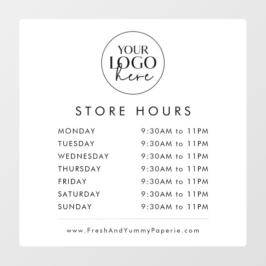 おしゃれなタイポグラフィー ビジネス ロゴ 店舗営業時間 ウィンドウサイン (シート)