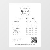 おしゃれなタイポグラフィー ビジネス ロゴ QR コード 店舗営業時間 ウィンドウサイン (シート)