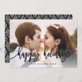 おしゃれなタイポグラフィー ホリデー フォト カード (正面/裏面)