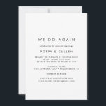 おしゃれなタイポグラフィー 私たちまた誓う 更新式 招待状<br><div class="desc">このおしゃれなタイポグラフィーの「私たちまた誓う」の更新式招待状カードは、モダンな結婚誓約更新式とお祝いに最適です。シンプルなデザインは、クラシックなミニマリストの黒と白のタイポグラフィーをラスティックボーホー風味で特徴としています。任意の色でカスタマイズ可能。デザインをミニマルでエレガントなままにするか、独自のグラフィックやアートワークを追加してパーソナライズすることができます。</div>