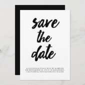 おしゃれなタイポグラフィー 黒と白の Save the Date 招待状 (正面/裏面)
