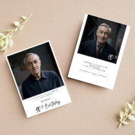 おしゃれなタイポグラフィー 90歳の誕生日写真招待状 Ninety 2 招待状