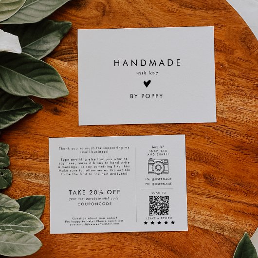 おしゃれなタイポグラフィ 手作りの愛を込めて 注文ありがとうございます エンクロージャーカード