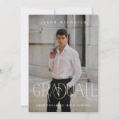 おしゃれなタイポ写真 卒業パーティー タウペ 招待状 (正面)