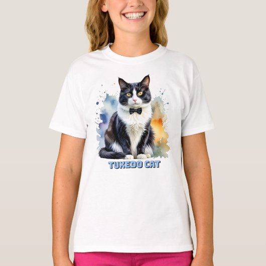 おしゃれなタキシード猫 Tシャツ (正面)