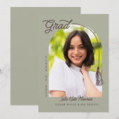 おしゃれなタッセル卒業お知らせ写真付き 招待状 (正面/裏面)