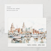 おしゃれなタンパ フロリダ スカイライン 水彩 旅行 ポストカード (正面/裏面)