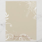 おしゃれなタン&ホワイトのカスタムレターヘッドステーショナリー レターヘッド (正面)