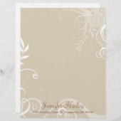 おしゃれなタン&ホワイトのカスタムレターヘッドステーショナリー レターヘッド (正面/裏面)