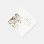 おしゃれなターコイズの花びらとプロセッコの花のブライダルシャワー スタンダードカクテルナプキン (角)