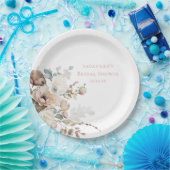 おしゃれなターコイズの花びらとプロセッコの花のブライダルシャワー ペーパープレート (パーティー)