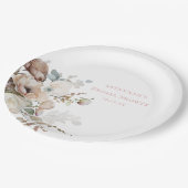 おしゃれなターコイズの花びらとプロセッコの花のブライダルシャワー ペーパープレート (アングル)