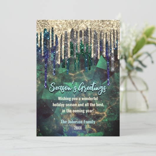 おしゃれなターコイズグリッターが滴るクリスマス新年 (スタンド正面)