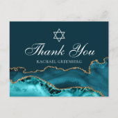 おしゃれなターコイズゴールドのバット・ミツバ祭りのお礼 ポストカード (正面)