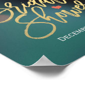 おしゃれなターコイズゴールドのボケライト ブライダルシャワーのおもてなし ポスター (角)