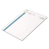 おしゃれなターコイズストライプ ゴールドロゴ ノートパッド (アングル)