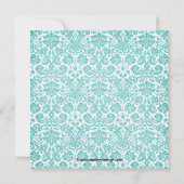 おしゃれなターコイズダマスク柄の花嫁の結婚前お披露目招待状 招待状 (裏面)