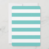 おしゃれなターコイズブルーのラグビーストライプ男の子ベビーシャワー招待状 招待状 (裏面)