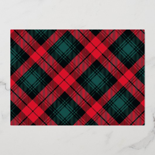 おしゃれなタータンチェック柄フォトフォイルホリデーカー 箔シーズンカード (裏面)