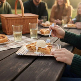 おしゃれなタータン柄の暖かいタン色のベースに、白、黒、茶色のラインをアクセントにしたクラシックなデザ ペーパープレート