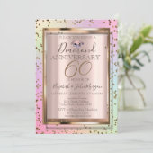 おしゃれなダイヤモンドのホログラフィック結婚記念日招待状 招待状 (スタンド正面)