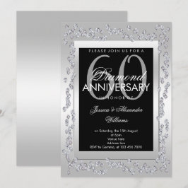 おしゃれなダイヤモンドシルバー60周年結婚記念日 招待状